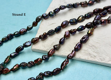 5-6x7-9 mm Dark Peacock Brown Color Freshwater Pearl Keshi Rice Nugget Beads High Luster Nugget Pearls #P3390