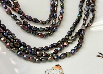 5-6x7-9 mm Dark Peacock Brown Color Freshwater Pearl Keshi Rice Nugget Beads High Luster Nugget Pearls #P3390