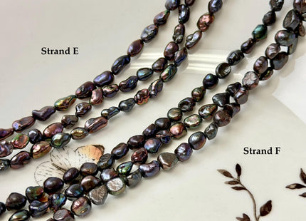 5-6x7-9 mm Dark Peacock Brown Color Freshwater Pearl Keshi Rice Nugget Beads High Luster Nugget Pearls #P3390