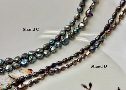 5-6x7-9 mm Dark Peacock Brown Color Freshwater Pearl Keshi Rice Nugget Beads High Luster Nugget Pearls #P3390