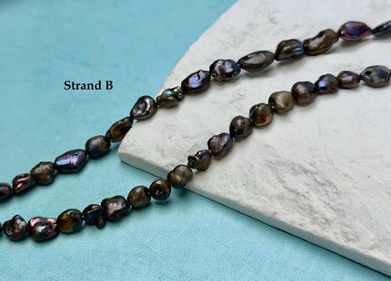 5-6x7-9 mm Dark Peacock Brown Color Freshwater Pearl Keshi Rice Nugget Beads High Luster Nugget Pearls #P3390
