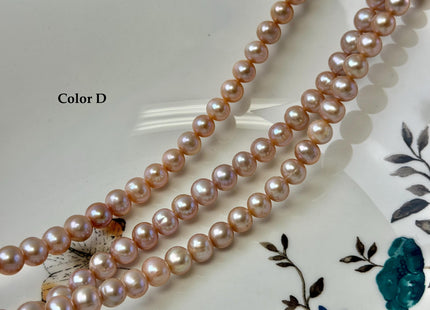 7 mm AA Natural Mauve Pink Seaweed Potato Freshwater Pearls High Luster 57 Beads #P3393