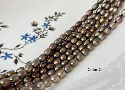 5x7 mm AAA Copper Brown Green Taupe Color Freshwater Rice/Oval Pearls High Luster Pearl Beads #P3384