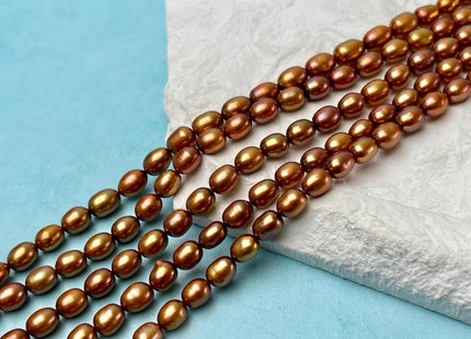 5x7 mm AAA Copper Brown Green Taupe Color Freshwater Rice/Oval Pearls High Luster Pearl Beads #P3384