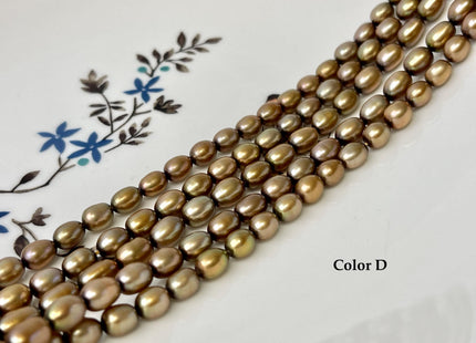 5x7 mm AAA Copper Brown Green Taupe Color Freshwater Rice/Oval Pearls High Luster Pearl Beads #P3384