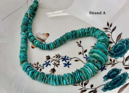 One-Of-A-Kind 7-28mm Natural Turquoise Graduated Rondelle Disc Shape Natural Color Turquoise Gemstones 15.5 Inches Strand #4820