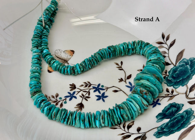 One-Of-A-Kind 7-28mm Natural Turquoise Graduated Rondelle Disc Shape Natural Color Turquoise Gemstones 15.5 Inches Strand #4820