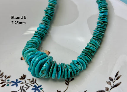 One-Of-A-Kind 7-28mm Natural Turquoise Graduated Rondelle Disc Shape Natural Color Turquoise Gemstones 15.5 Inches Strand #4820