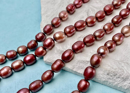 6.5-7.5x8-10 mm Burgundy Red Color Rice/Oval Freshwater Pearl Beads Freshwater Pearls #P3383