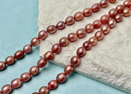 6.5-7.5x8-10 mm Burgundy Red Color Rice/Oval Freshwater Pearl Beads Freshwater Pearls #P3383