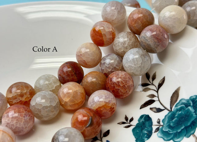 18 mm Smooth Round Natural Fire Carnelian Agate Orange Red Color Gemstone 7.5 Inches Strand 11 Beads #4806