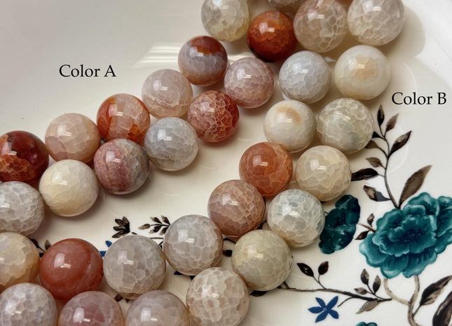 18 mm Smooth Round Natural Fire Carnelian Agate Orange Red Color Gemstone 7.5 Inches Strand 11 Beads #4806
