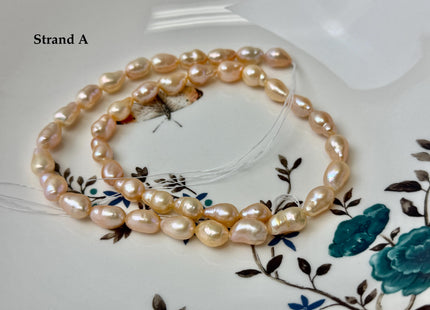 One-Of-A-Kind 6-7x9-19 mm AAA Natural Mixed Dark Mauve Light Pink Peach Color Freshwater Baroque Pearl Beads #P3461