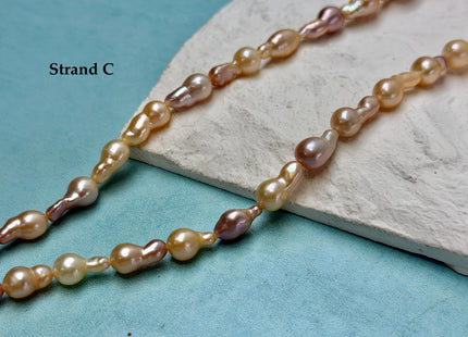 One-Of-A-Kind 6-7x9-19 mm AAA Natural Mixed Dark Mauve Light Pink Peach Color Freshwater Baroque Pearl Beads #P3461