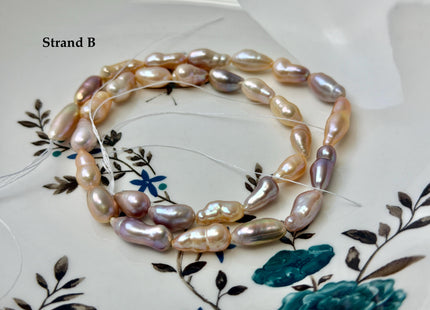 One-Of-A-Kind 6-7x9-19 mm AAA Natural Mixed Dark Mauve Light Pink Peach Color Freshwater Baroque Pearl Beads #P3461