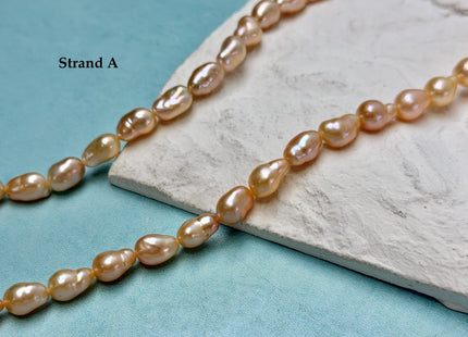 One-Of-A-Kind 6-7x9-19 mm AAA Natural Mixed Dark Mauve Light Pink Peach Color Freshwater Baroque Pearl Beads #P3461
