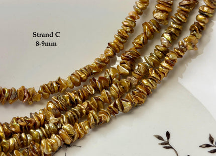 6-10 mm Rare Bronze Champagne Keshi Freshwater Pearl Beads Center Drilled Cornflakes Shape Keshi Chips Pearls #P3395