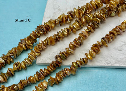 6-10 mm Rare Bronze Champagne Keshi Freshwater Pearl Beads Center Drilled Cornflakes Shape Keshi Chips Pearls #P3395