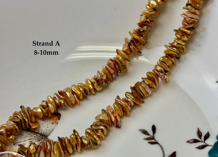 6-10 mm Rare Bronze Champagne Keshi Freshwater Pearl Beads Center Drilled Cornflakes Shape Keshi Chips Pearls #P3395