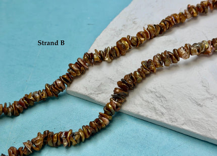 6-10 mm Rare Bronze Champagne Keshi Freshwater Pearl Beads Center Drilled Cornflakes Shape Keshi Chips Pearls #P3395