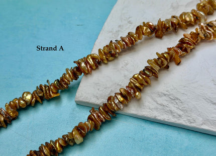 6-10 mm Rare Bronze Champagne Keshi Freshwater Pearl Beads Center Drilled Cornflakes Shape Keshi Chips Pearls #P3395