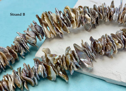 18-33 mm AAA Very Rare Seaweed Pink Gray Color Keshi Freshwater Pearl Beads Center Drilled Cornflake Shape Chip Petal Pearls #P3399