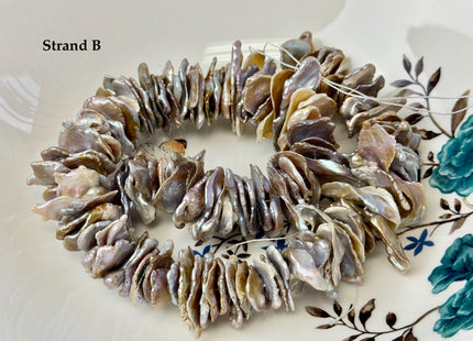 18-33 mm AAA Very Rare Seaweed Pink Gray Color Keshi Freshwater Pearl Beads Center Drilled Cornflake Shape Chip Petal Pearls #P3399