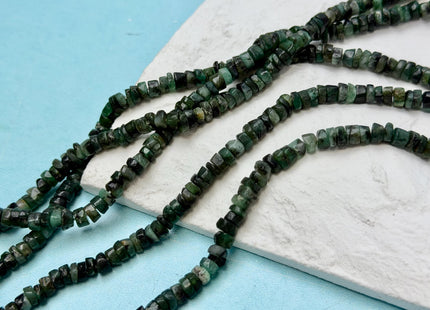 4-5.5 mm Faceted Rondelle Heishi Tire Shape Natural Mixed Green Emerald Gemstone Loose Beads 13 Inches #4786
