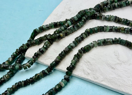 4-5.5 mm Faceted Rondelle Heishi Tire Shape Natural Mixed Green Emerald Gemstone Loose Beads 13 Inches #4786