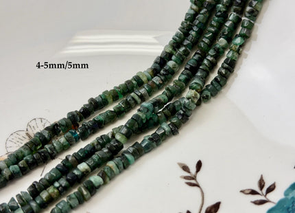 4-5.5 mm Faceted Rondelle Heishi Tire Shape Natural Mixed Green Emerald Gemstone Loose Beads 13 Inches #4786