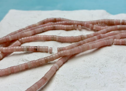 4 mm Natural Pink Smooth Opal Heishi Tyre Gemstone Beads 15 Inches Strand #4851