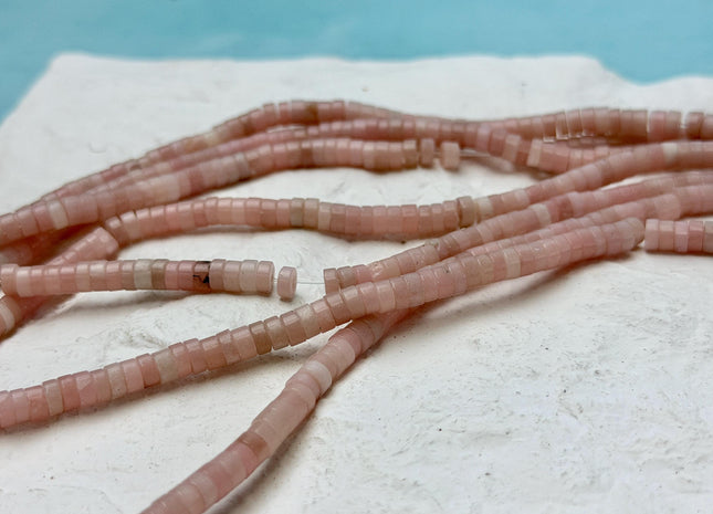 4 mm Natural Pink Smooth Opal Heishi Tyre Gemstone Beads 15 Inches Strand #4851