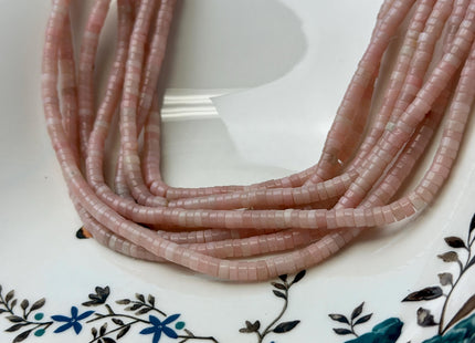 4 mm Natural Pink Smooth Opal Heishi Tyre Gemstone Beads 15 Inches Strand #4851