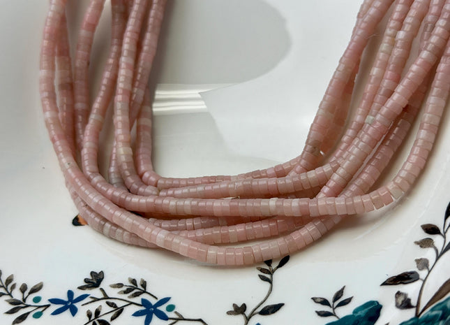 4 mm Natural Pink Smooth Opal Heishi Tyre Gemstone Beads 15 Inches Strand #4851
