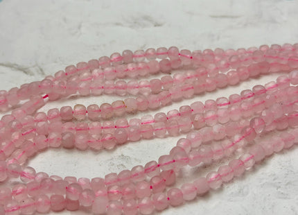 2x2mm 4x4mm Micro Faceted Cube Dice Square Shape Rose Quartz Diamond Cut Pink Gemstone Beads 15 Inches Strand #3563
