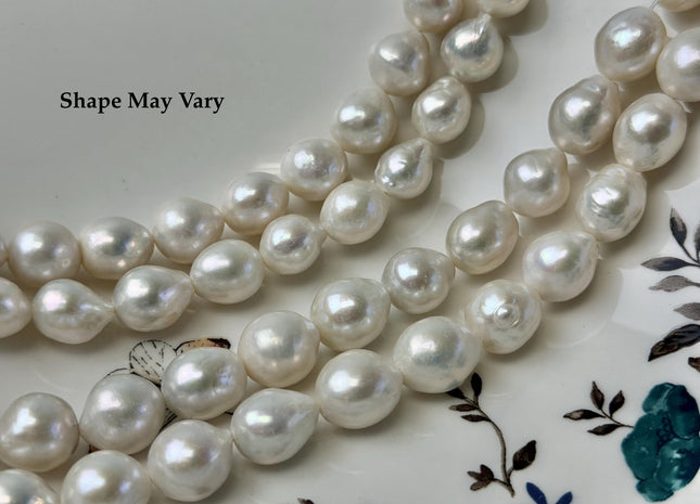 11-13 mm AAAA Natural White High Luster Edison Baroque Freshwater Pearl Beads 14.5 Inches Strand 26 Beads #P3401