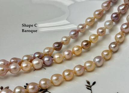 7-9x9-13 mm AAA Natural Mixed Dark Mauve Light Pink Color Freshwater Baroque and Rice Pearl Beads #P3403