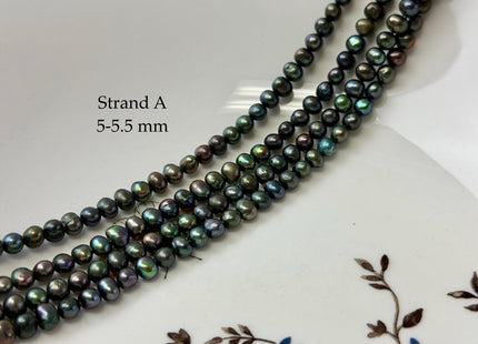 4-5.5 mm AAA Green Peacock Color Potato Freshwater Pearls 15.5 Inches Strand #P3356