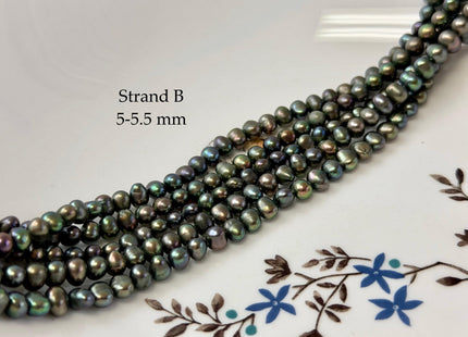 4-5.5 mm AAA Green Peacock Color Potato Freshwater Pearls 15.5 Inches Strand #P3356