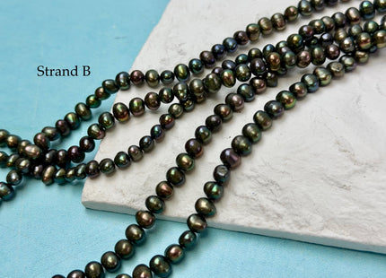 4-5.5 mm AAA Green Peacock Color Potato Freshwater Pearls 15.5 Inches Strand #P3356