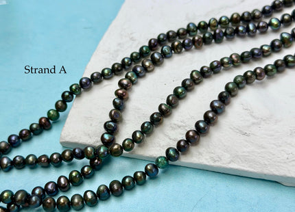 4-5.5 mm AAA Green Peacock Color Potato Freshwater Pearls 15.5 Inches Strand #P3356