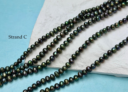 4-5.5 mm AAA Green Peacock Color Potato Freshwater Pearls 15.5 Inches Strand #P3356