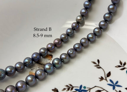 8.5-11 mm Greenish Gray Peacock Color Off Round or Potato Freshwater Pearls 16 Inches Strand #P3357