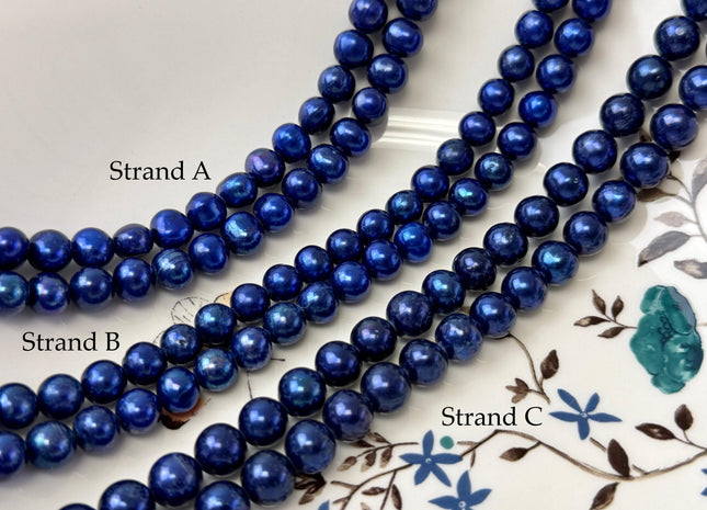 8-9.5 mm AA Purplish Blue Color Potato High Luster Freshwater Pearls 15.5 Inches Strand #P3358