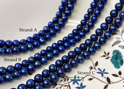 8-9.5 mm AA Purplish Blue Color Potato High Luster Freshwater Pearls 15.5 Inches Strand #P3358