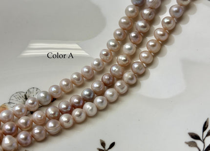 7-8 mm AA Natural Pink Color Potato Freshwater Pearls 16 Inches Strand 60 Pieces #P3434