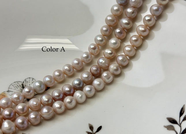 7-8 mm AA Natural Pink Color Potato Freshwater Pearls 16 Inches Strand 60 Pieces #P3434