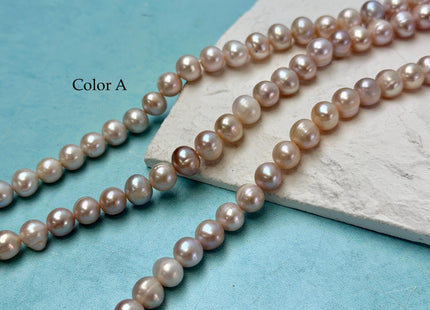 7-8 mm AA Natural Pink Color Potato Freshwater Pearls 16 Inches Strand 60 Pieces #P3434