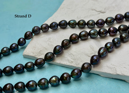 9-10x10-16mm Dark Brown Peacock Color Freshwater Rice/Oval Pearl Beads #P3404