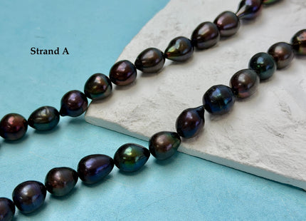 9-10x10-16mm Dark Brown Peacock Color Freshwater Rice/Oval Pearl Beads #P3404